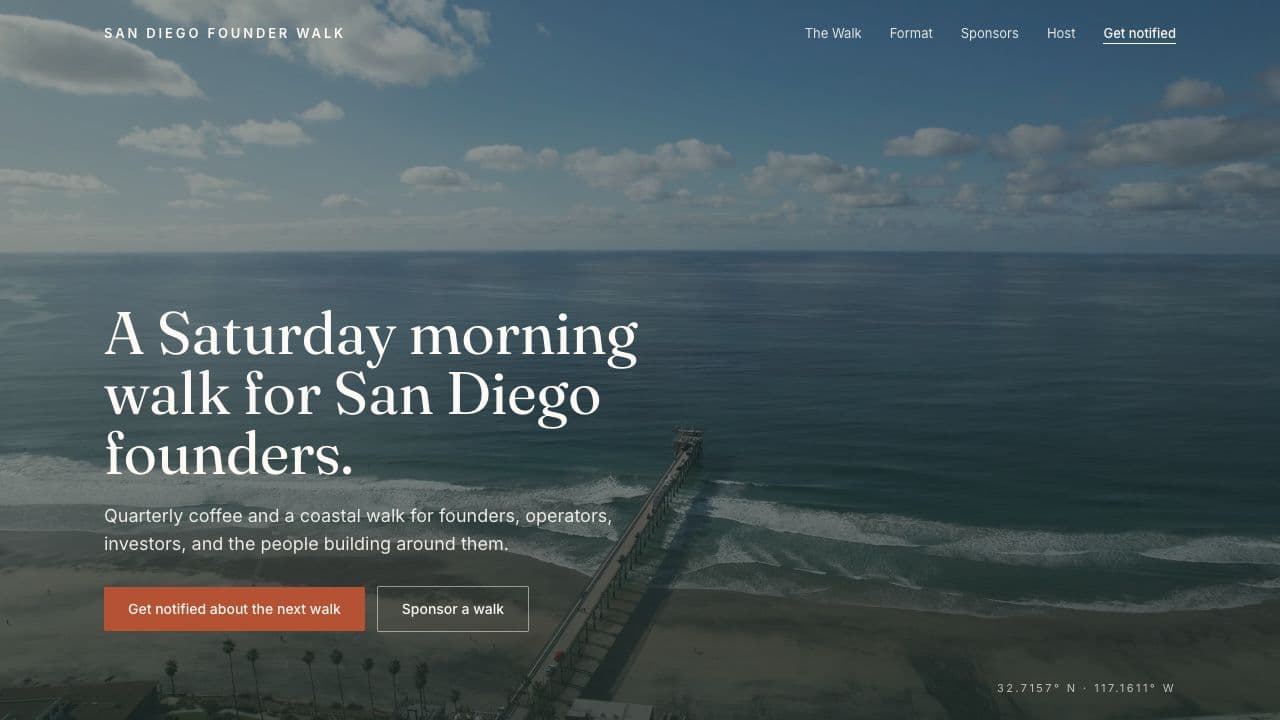 San Diego Founder Walk website